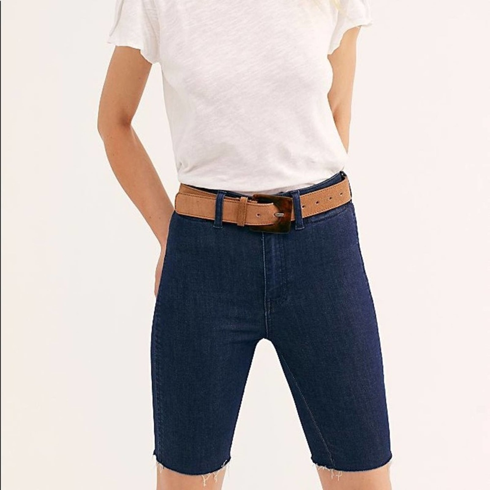 Nwt Free People So Chic Biker Shorts Cobalt Denim